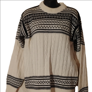 J C Penny men's size medium vintage black/ cream sweater. Can be unisex.